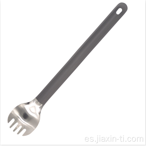 Equipo ultraligable reutilizable al aire libre mango largo Spork titanium